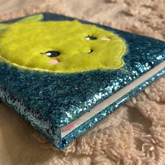 Cute Fuzzy Lemon Glitter Notebook🍋💙 - Picture 5 of 6